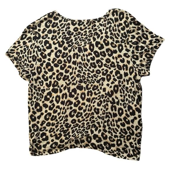 Sanctuary XL Leopard Print Twist Hem V-Neck Short Sleeve Casual Top - Picture 4 of 6